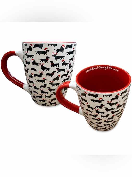 Winifred & Lily Other - Winifred & Lily Dachshund Christmas Mug “Dachshund Through The Snow” Ceramic Cup